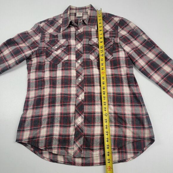 Vintage Y2K True Religion Pearl Snap Flannel Shirt Mens XL Red Plaid Western - Picture 6 of 13